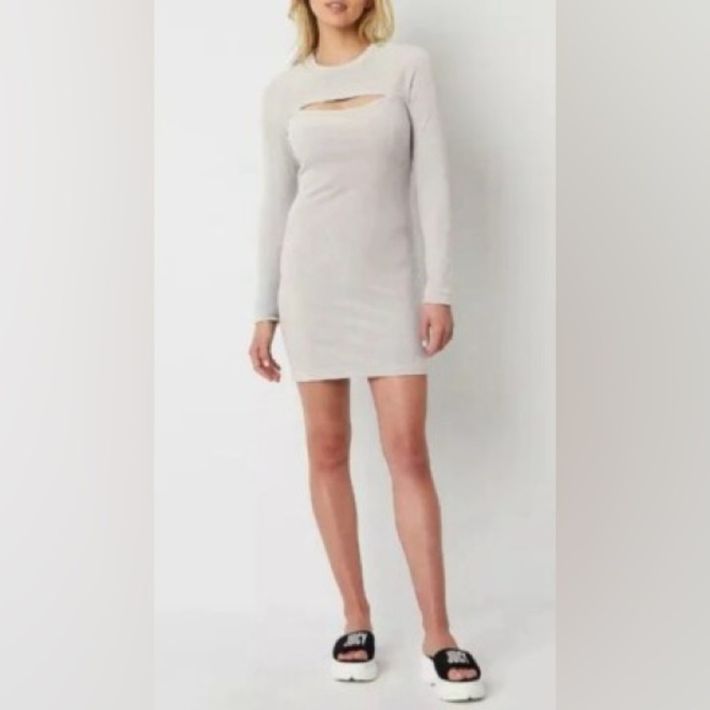 Juicy Couture Silver/Gray Velour Cut Out Bodycon Dress 2X